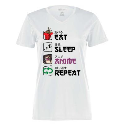 Eat Sleep Anime Repeat Women's Momentum V-Neck T-Shirt