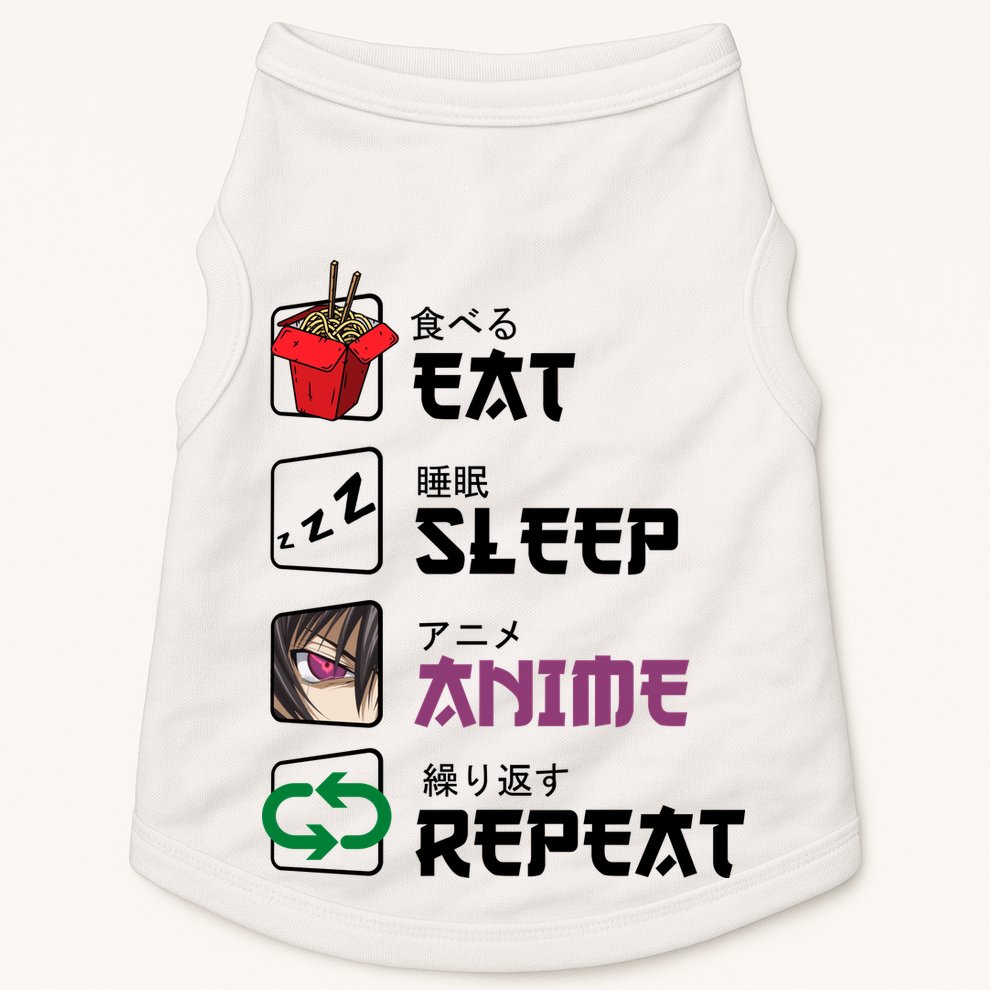 Eat Sleep Anime Repeat Doggie Tank
