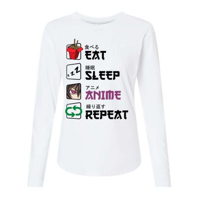 Eat Sleep Anime Repeat Womens Cotton Relaxed Long Sleeve T-Shirt