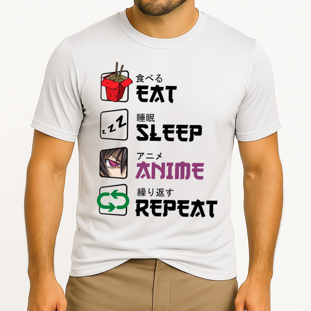 Eat Sleep Anime Repeat Cooling Performance Crew T-Shirt