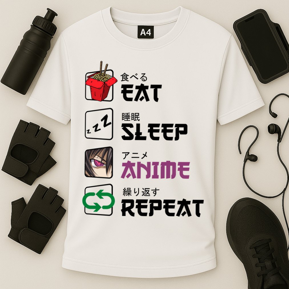 Eat Sleep Anime Repeat Cooling Performance Crew T-Shirt