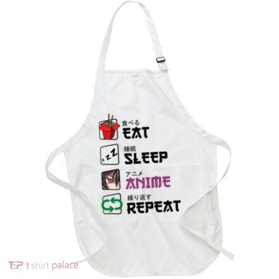 Eat Sleep Anime Repeat Full-Length Apron With Pockets
