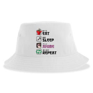 Eat Sleep Anime Repeat Sustainable Bucket Hat