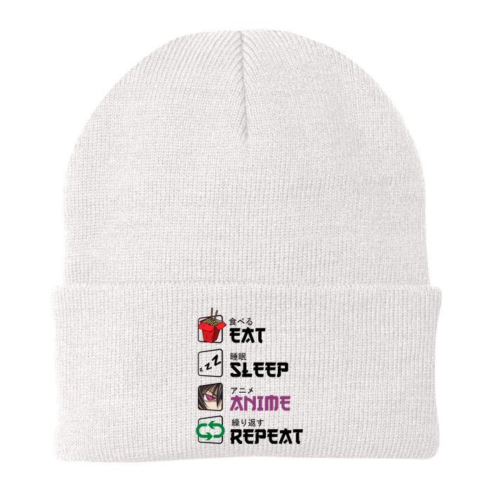 Eat Sleep Anime Repeat Knit Cap Winter Beanie