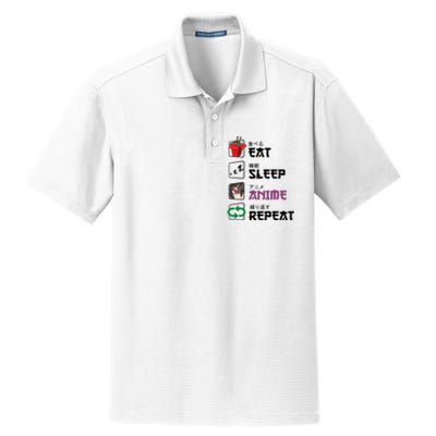 Eat Sleep Anime Repeat Dry Zone Grid Polo