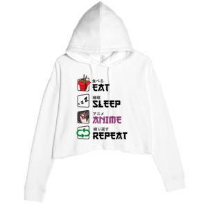 Eat Sleep Anime Repeat Crop Fleece Hoodie