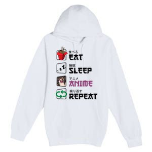 Eat Sleep Anime Repeat Premium Pullover Hoodie