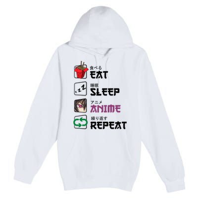 Eat Sleep Anime Repeat Premium Pullover Hoodie