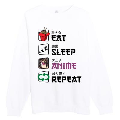 Eat Sleep Anime Repeat Premium Crewneck Sweatshirt