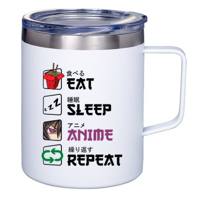 Eat Sleep Anime Repeat 12oz Stainless Steel Coffee Mug