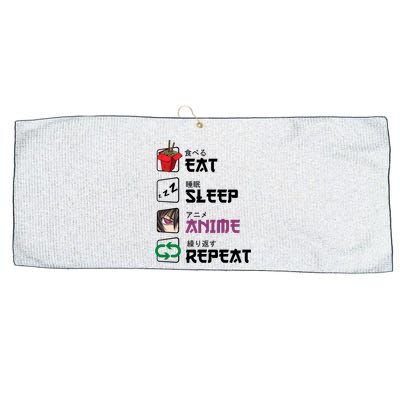 Eat Sleep Anime Repeat Large Microfiber Waffle Golf Towel