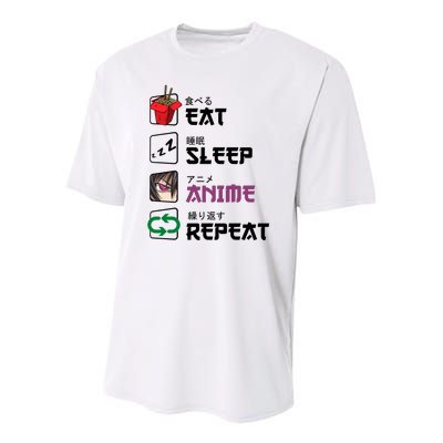 Eat Sleep Anime Repeat Youth Performance Sprint T-Shirt