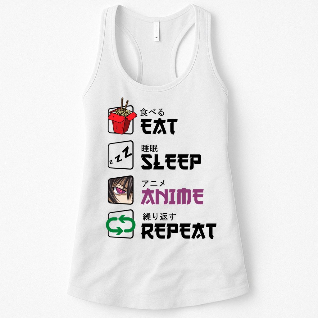 Eat Sleep Anime Repeat Womens Tank Top