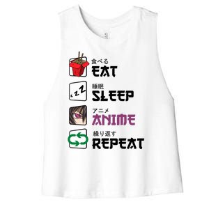 Eat Sleep Anime Repeat Women's Racerback Cropped Tank