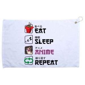 Eat Sleep Anime Repeat Grommeted Golf Towel