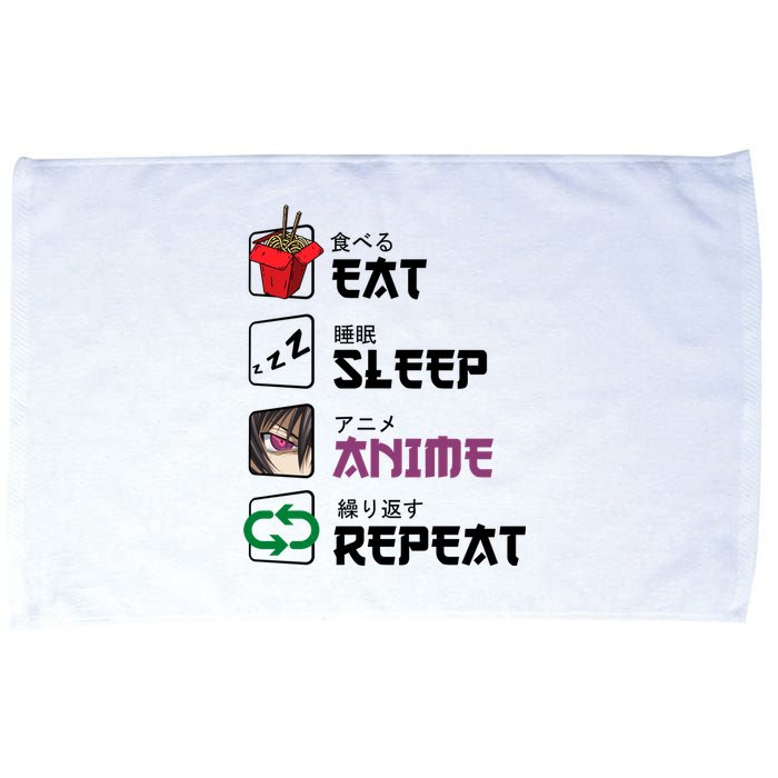 Eat Sleep Anime Repeat Microfiber Hand Towel