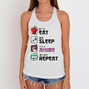 Eat Sleep Anime Repeat Women's Knotted Racerback Tank