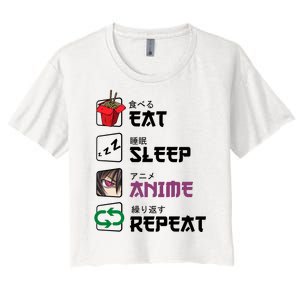 Eat Sleep Anime Repeat Women's Crop Top Tee