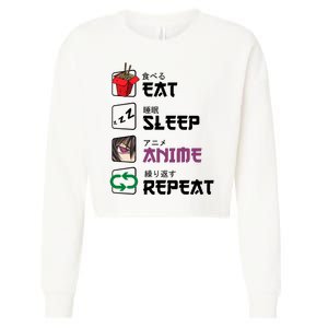 Eat Sleep Anime Repeat Cropped Pullover Crew