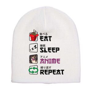 Eat Sleep Anime Repeat Short Acrylic Beanie