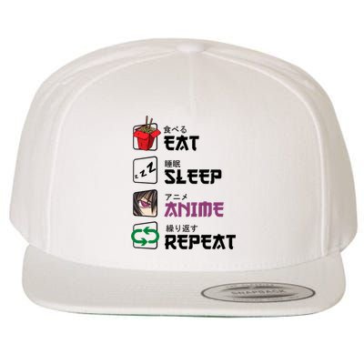 Eat Sleep Anime Repeat Wool Snapback Cap