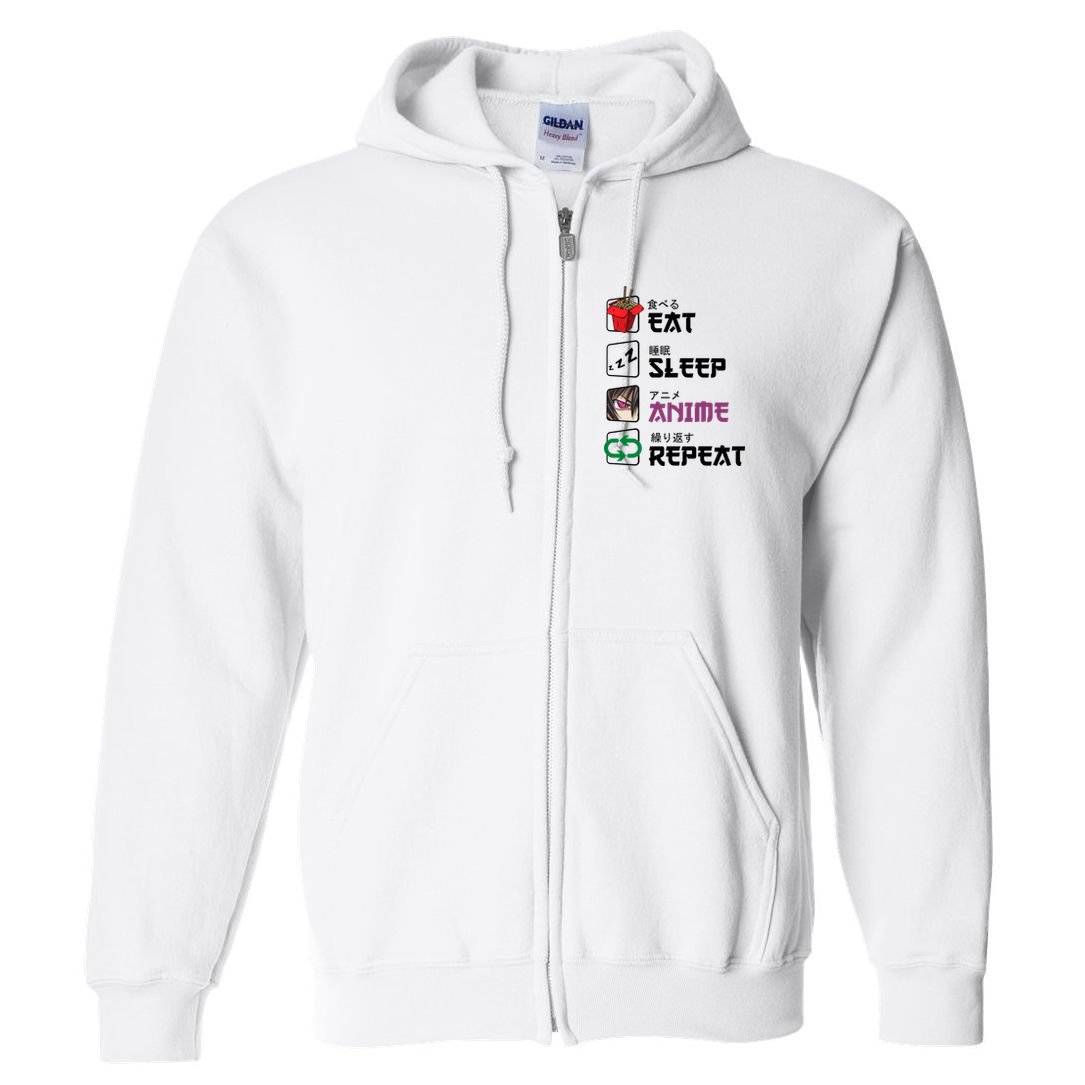 Eat Sleep Anime Repeat Full Zip Hoodie
