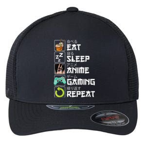 Eat Sleep Anime Gaming Repeat Kawaii Otaku Anime Manga Flexfit Unipanel Trucker Cap