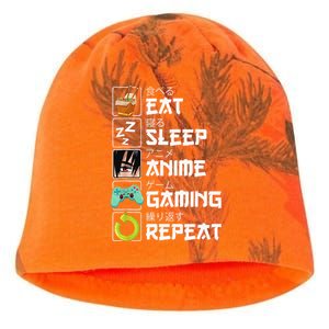 Eat Sleep Anime Gaming Repeat Kawaii Otaku Anime Manga Kati - Camo Knit Beanie