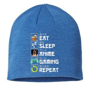 Eat Sleep Anime Gaming Repeat Kawaii Otaku Anime Manga Sustainable Beanie