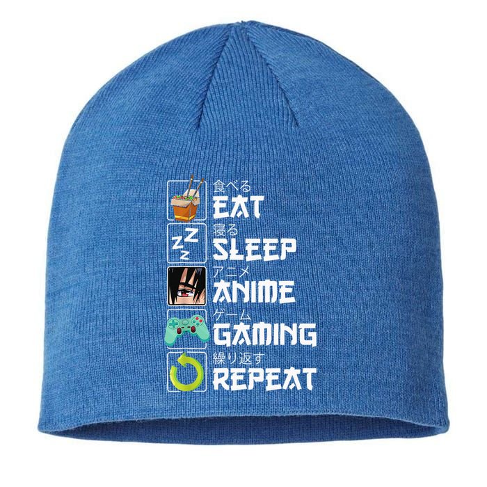 Eat Sleep Anime Gaming Repeat Kawaii Otaku Anime Manga Sustainable Beanie