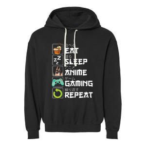 Eat Sleep Anime Gaming Repeat Kawaii Otaku Anime Manga Garment-Dyed Fleece Hoodie