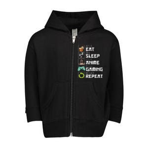 Eat Sleep Anime Gaming Repeat Kawaii Otaku Anime Manga Toddler Zip Fleece Hoodie