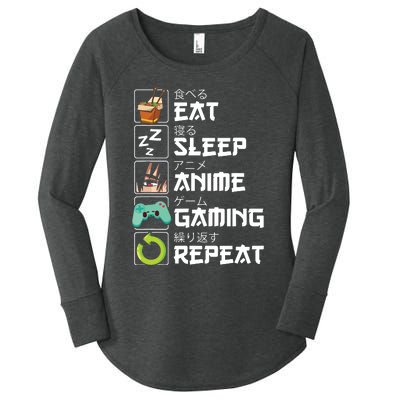 Eat Sleep Anime Gaming Repeat Kawaii Otaku Anime Manga Women's Perfect Tri Tunic Long Sleeve Shirt