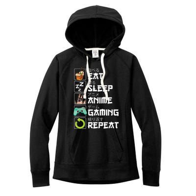 Eat Sleep Anime Gaming Repeat Kawaii Otaku Anime Manga Women's Fleece Hoodie