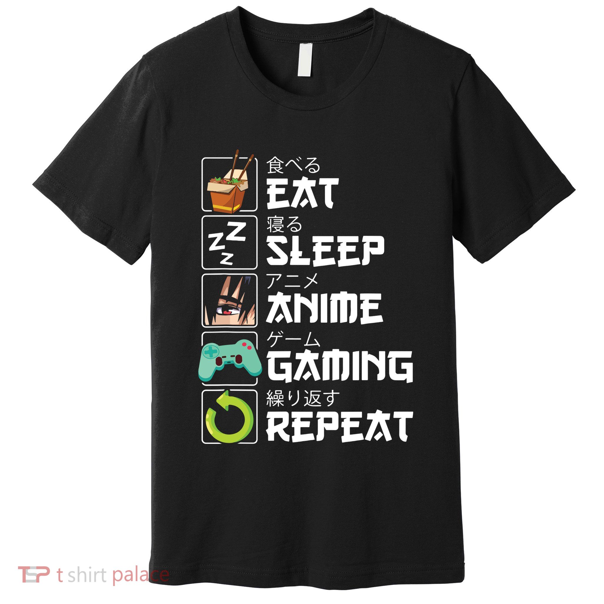 Eat Sleep Anime Gaming Repeat Kawaii Otaku Anime Manga Premium T-Shirt