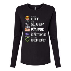 Eat Sleep Anime Gaming Repeat Kawaii Otaku Anime Manga Womens Cotton Relaxed Long Sleeve T-Shirt