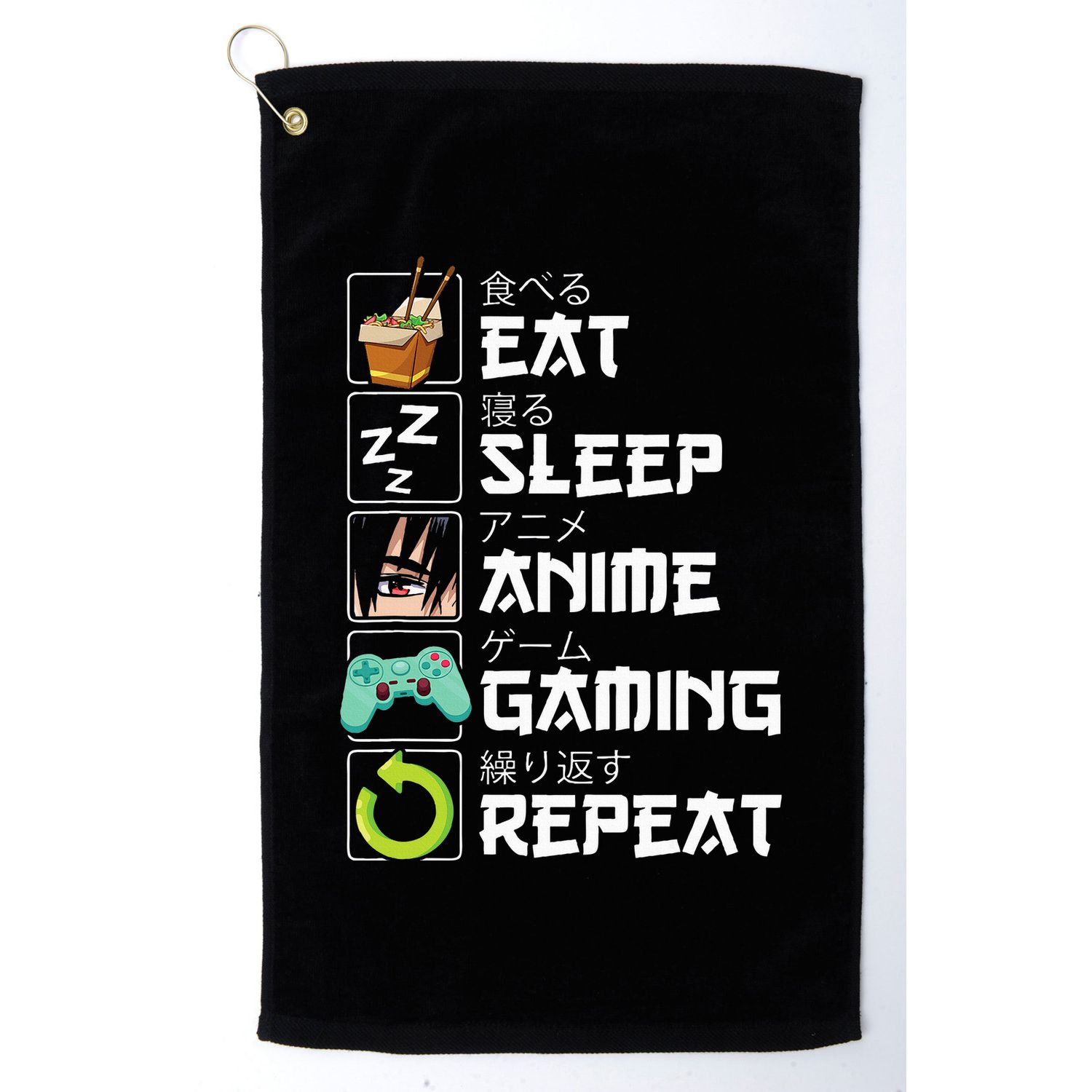 Eat Sleep Anime Gaming Repeat Kawaii Otaku Anime Manga Golf Towel