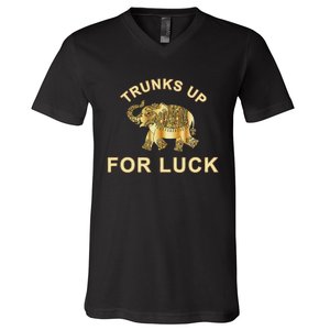 Elephant Spirit Animal Totem Trunks Up For Good Luck Lucky V-Neck T-Shirt