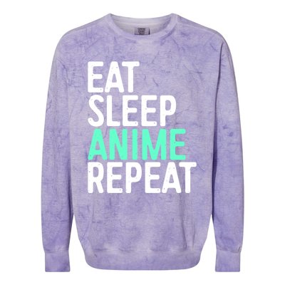 Eat Sleep Anime Repeat Gift Japanese Animation Lover Gift Meaningful Gift Colorblast Crewneck Sweatshirt