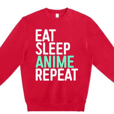 Eat Sleep Anime Repeat Gift Japanese Animation Lover Gift Meaningful Gift Premium Crewneck Sweatshirt