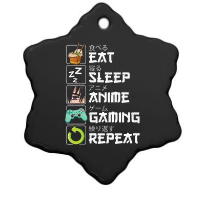 Eat Sleep Anime Gaming Repeat Kawaii Otaku Anime Manga Ceramic Star Ornament