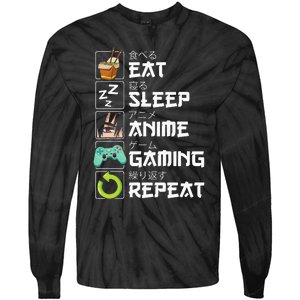 Eat Sleep Anime Gaming Repeat Kawaii Otaku Anime Manga Tie-Dye Long Sleeve Shirt