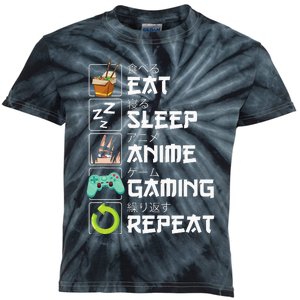 Eat Sleep Anime Gaming Repeat Kawaii Otaku Anime Manga Kids Tie-Dye T-Shirt