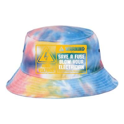 Electrician Save A Fuse Funny Lineman Wireman Retro Vintage Tie Dye Newport Bucket Hat