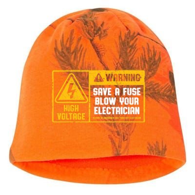 Electrician Save A Fuse Funny Lineman Wireman Retro Vintage Kati - Camo Knit Beanie