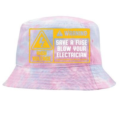 Electrician Save A Fuse Funny Lineman Wireman Retro Vintage Tie-Dyed Bucket Hat