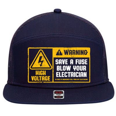 Electrician Save A Fuse Funny Lineman Wireman Retro Vintage 7 Panel Mesh Trucker Snapback Hat