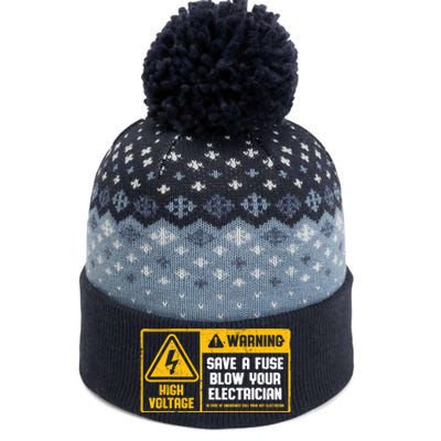 Electrician Save A Fuse Funny Lineman Wireman Retro Vintage The Baniff Cuffed Pom Beanie