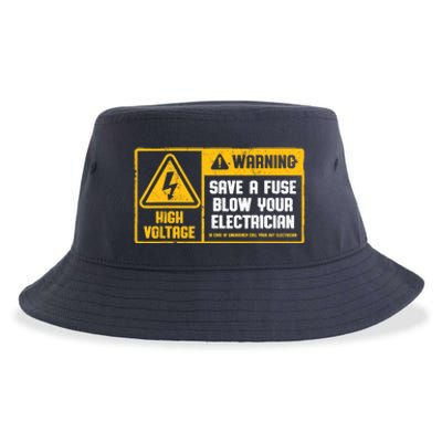 Electrician Save A Fuse Funny Lineman Wireman Retro Vintage Sustainable Bucket Hat