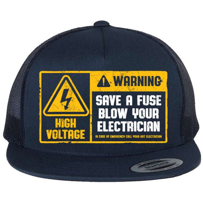 Electrician Save A Fuse Funny Lineman Wireman Retro Vintage Flat Bill Trucker Hat